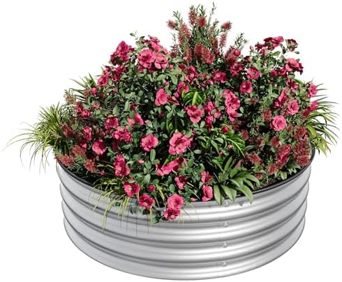 4×4×2ft Round Galvanized Raised Garden Bed – Metal Planter Box Kit with Rust & Corrosion Protection, Safe Rubber Edge, Open Bottom Design – Easy Assembly for Vegetables, Flowers, Fruits by Unknown