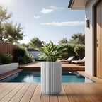 Kante White Concrete Planter 17.7" Tall All-Weather Round Small Pot - Image 3