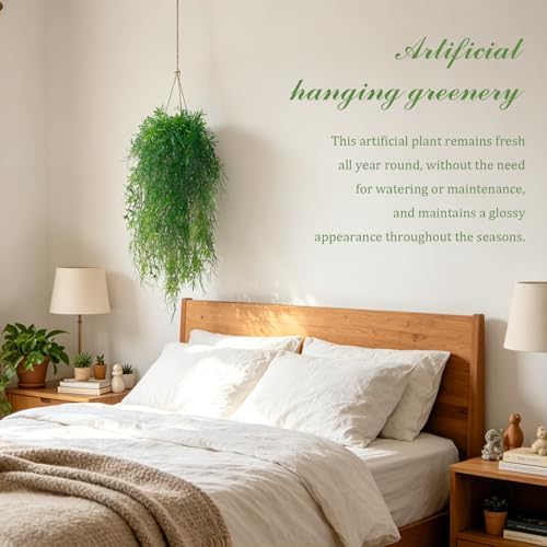 dallisten 4Pcs Fake Hanging Fern Plants for Outdoors, UV Resistant Artificial Ferns Greenery Vines Faux Trailing Plants for Indoor Wall Porch Wedding Boho Home Garden Decor(4PCS Green Ferns) - Image 5