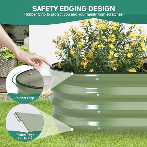 Galvanized Raised Garden Bed Outdoor, 8x2x1ft, Olive Green - Image 4