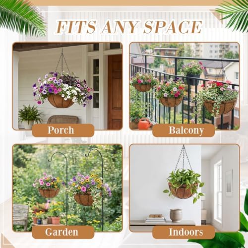 Dandat 12 Pack Metal Hanging Planter Basket, Coconut Coir Liner, 10 Inch - Image 6