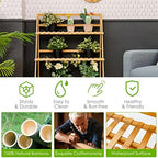 Giantex 3 Tier Folding Storage Shelf, Bamboo Ladder Plant Stand, Multiple Flower Pot Holder Succulent Display Rack, Foldable Shelving Unit for Balcony Garden Living Room Indoor Outdoor - Image 5