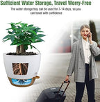 UOUZ 12inch 2Pack Large Self Watering Planters, Plastic Plant Pots with 60oZ Removable Deep Reservoir and Multi Mesh Drainage Holes for Indoor Outdoor Garden Plants and Flowers, White with Brown - Image 5