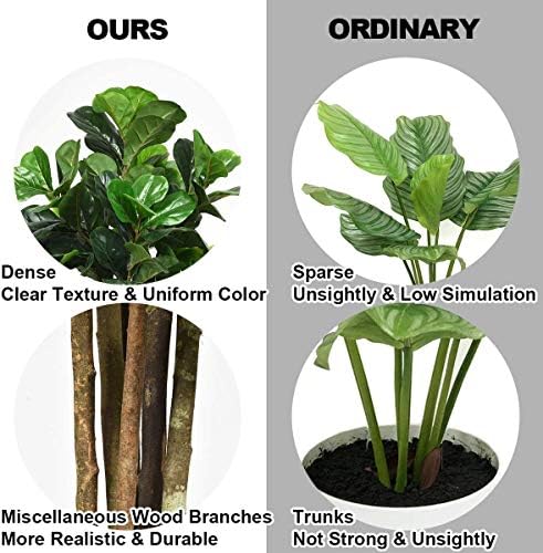 Goplus Fake Fiddle Leaf Fig Tree, 4FT Tall Artificial Tree Greenery Plants in Pots, Decorative Faux Trees for Indoor Home Office - Image 5