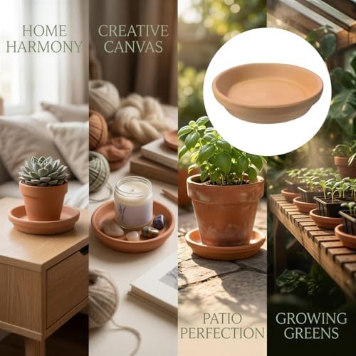 12 Pack Terracotta Saucer, 4.2 x 0.9 in Flower Pot Saucers, Round Clay Trays and Plant Saucers with High Rim Design for Indoor Outdoor Potted Plants, Succulents, Crafts - Image 7