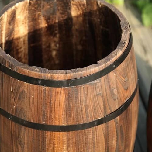 Rustic Wooden Wine Barrel Planter, Creative Barrel Flower Pot for Balcony, Garden, Patio, Home Décor(9.8" H) - Image 4
