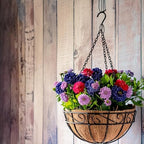 Ashman 14 Inch Metal Hanging Planter Basket with Coco Coir Liner Round Wire Plant Holder Chain Porch Decor Flower Pots Hanger Garden Decoration Indoor Outdoor Watering Hanging Baskets (4) - Image 6