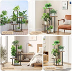 4 Tier Plant Stand Indoor, Metal Wooden Tall Plant Shelf Flower Pot Stand for Multiple Plants, Corner Flower Holder Plant Display Rack for Living Room Balcony Patio Garden (Rustic Brown) - Image 6