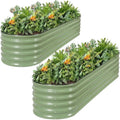 1MORE Galvanized Raised Garden Bed Outdoor,Planter Bed 8x2x1.4ft,Green,2-Pk by 1MORE