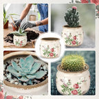 7.7" Large Ceramic Plant Pot Beige Red Romantic Rose Crackle Glaze Rustic Flowers Pot Decorative Planter with Drainage for Indoor Outdoor Plants Home Kitchen Office Decor Gift - Image 6