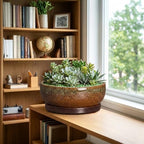 Bonsai Planter, 13 Inch Ceramic Succulent Pots, Speckle Brown - Image 4