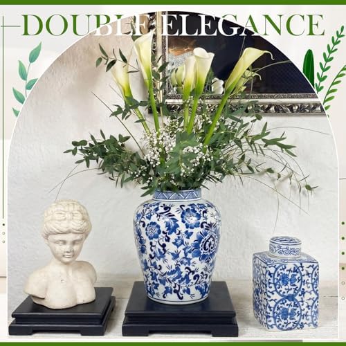 Chunful 2 Pcs 7.9 x 7.9 x 2'' Wooden Display Pedestal Stand, Black - Image 6