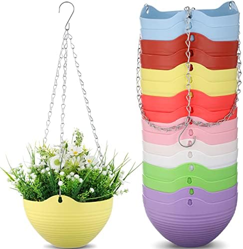 Zopeal 16 Pack Self Watering Hanging Planters, 8 Inch, Colorful, Resin Material with Metal Chain, Suitable for Indoor and Outdoor Plants by Zopeal