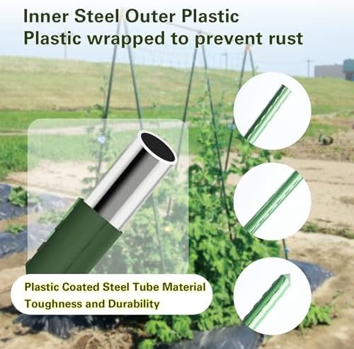 Garden Stakes 4ft, Metal Plant Stakes 48 inch, Sturdy Plant Support for Climbing Plants, Tomatoes, Beans, Cucumbers, Peppers, Flowers, Potted, Strengthen and Stem to Grow Better - Image 3