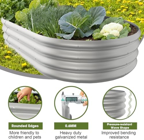 5x3x1ft Oval Galvanized Raised Garden Bed Outdoor 9-in-1 Large Metal Modular Planter Box Raised Beds for Gardening,Vegetables,Fruits,Flowers & Herbs (Silver) - Image 4