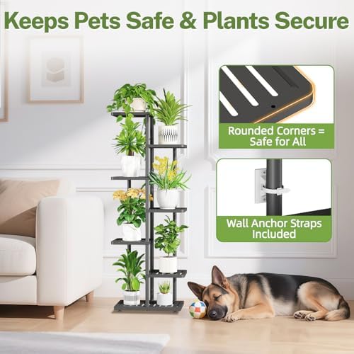 iDavosic.ly Plant Stand Indoor Outdoor, 6-Tier Tall Metal Shelf, Black - Image 6
