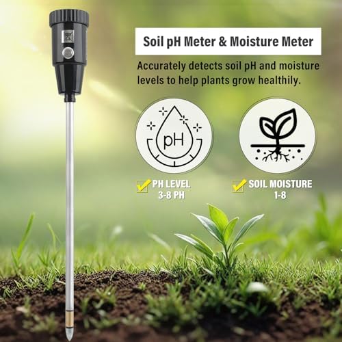 Soil pH Meter & Moisture Meter, 300mm Long Electrode, Soil Tester for Garden, Lawn, Farm, Indoor & Outdoor Use, No Battery Needed - Image 4