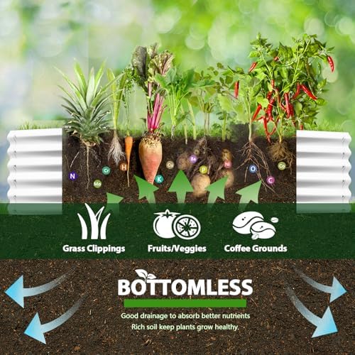 Anleolife 6x2x1.5ft Oval Galvanized Raised Garden Bed, Antique White - Image 4