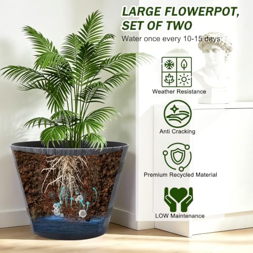 20" 2 Pack Plastic Whiskey Barrel Planters planters for outdoor plants - Image 3