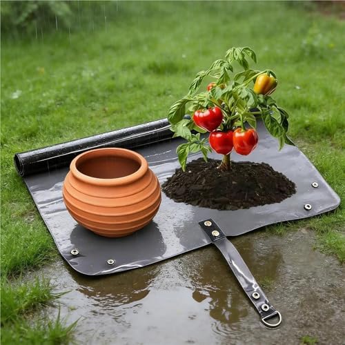 2 PCS Gardening Mat Square Plant Pad Waterproof for Transplanting Flower Pots Potting Foldable Garden Repotting(Black) - Image 3