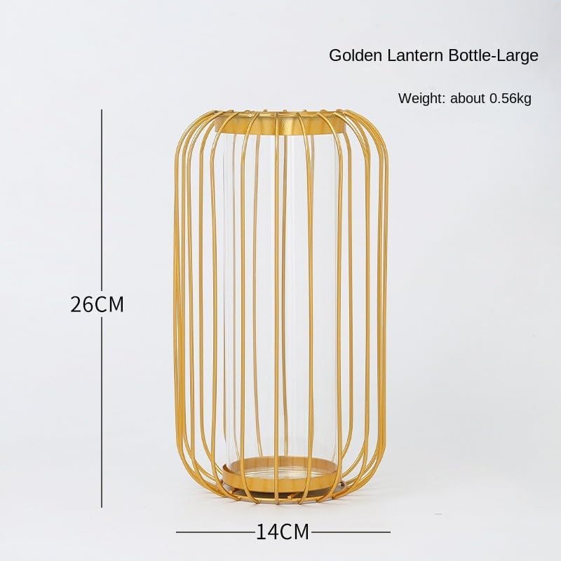 Glass Propagation Station with Metal Frame,Test Tube Vase for Hydroponic Plant, Metal Flower Vase Test Tube Pot Decorative Bottles Centerpieces for Wedding Home Décor (Gold Large 26CM) - Image 2