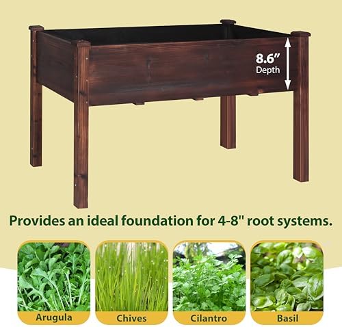 BlueWish Cedar Raised Garden Bed, 48" W x 24" D x 30" H Raised Garden Bed with Detachable Black Liner, 3 Drainage Holes, Planter Box for Outdoor, Patio, Backyard, Rustic - Image 7