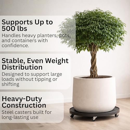 DeVaultEnterprises Devault 23.5 Inch Plant Dolly, Heavy Duty Rolling Plant Caddy with Wheels for Large Pots and Planters, 500 lb Capacity, Made in USA (1, Gray Mist) - Image 3