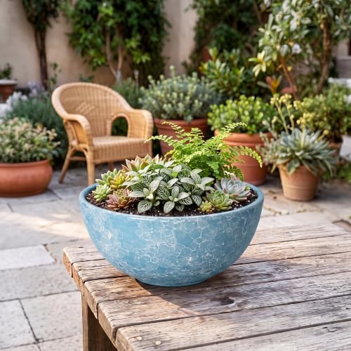 Bonsai Tree Pots 12 Inch, Ceramic Succulent Planters, Droplet Blue - Image 7