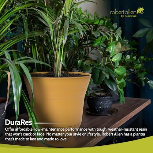 Headwind Traverse Planters – 12" 2 Pack Plastic Plant Pot in Harvest Yellow - Indoor & Outdoor Pots for Plants with Drainage - Decorative Plant Pot, Flower Pots Outdoor for Garden by Robert Allen - Image 4