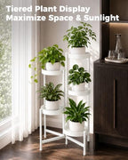 Bamworld Plant Stand Indoor Outdoor 5 Tier Corner Plant Shelf Metal Holder - Image 3
