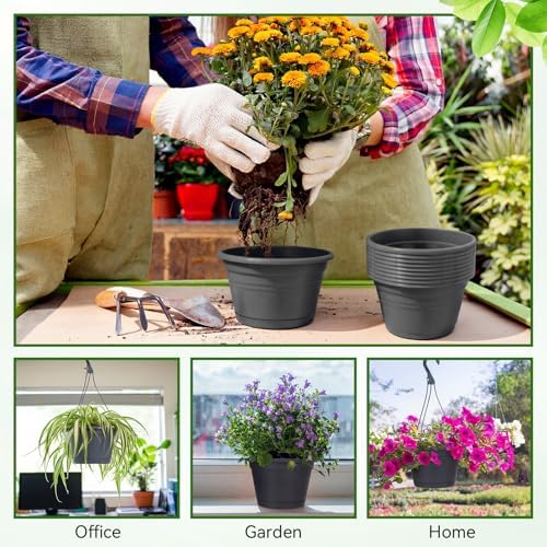 Roshtia 20 Pcs 10 Inch Hanging Baskets for Plants, Black - Image 5