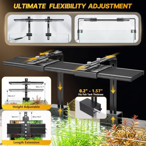 fishkeeper Clip-on Planted Aquarium Light, 6 Row LED, 58W, Dual Light Riser - Image 5
