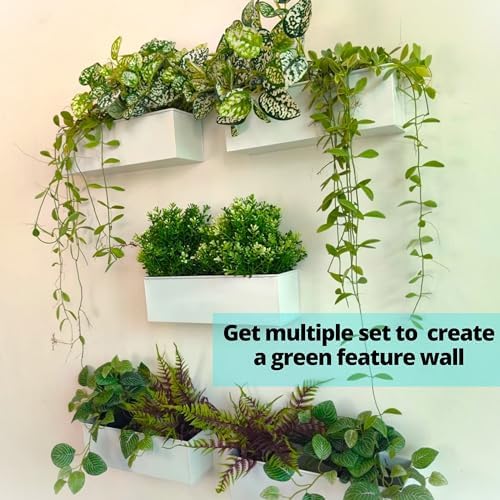 LaLaGreen Wall Planter (16 in, 3 Pack) White Metal Rectangular Succulent - Image 6