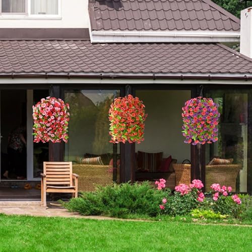 Fall Artificial Fake Flowers Plants Hanging Baskets for Outdoor Decorations - Image 3