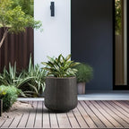 Kante Accent Round Curved Vintage BRN Concrete Planter 13" Dia, Outdoor - Image 3