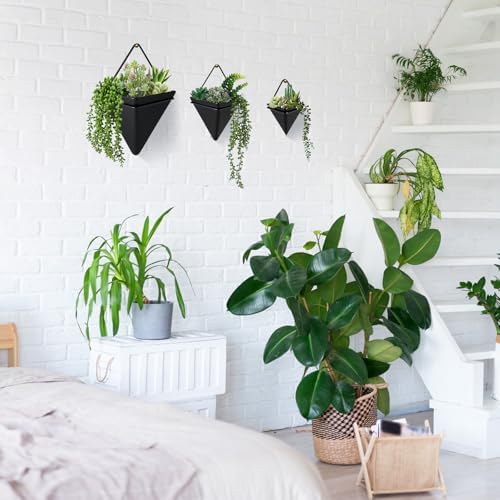 Rtteri 18 Pcs Wall Hanging Planter with Artificial Plant, Succulents, Black - Image 5