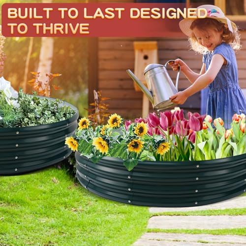 Durable Round Steel Raised Garden Bed Painted for Planting Vegetable/Herbs/Flowers/Trees at Backyard/Garden,or Baby Chicken,Christmas Tree Fence (Dark Green, 47 in Diameter x 12 in high) - Image 6
