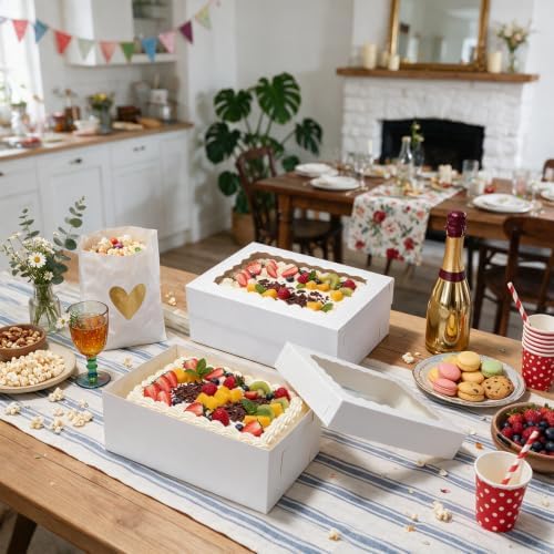 30pcs 14x10x6in Rectangular Quarter Sheet Cake Boxes with Window - Image 2
