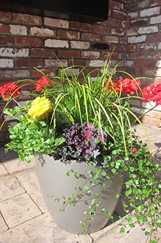 Napa Round Cylinder Fiberglass Planter, Grey, 10.75 Inch - Image 3