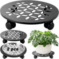 2 Packs 13" Large Metal Plant Caddy with Wheels Heavy-Duty Plant Dolly Pot Mover Rollers Rolling Wheeled Plant Stands Indoor Outdoor Garden Coaster Trolley, Black by DEELF+OUTLET
