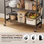 3-Tier Metal Storage Rack with Industrial Wheels,Mesh Shelving Unit with Wooden Table top,Adjustable Shelf,31.5-Inch Width, for Kitchen, Laundry,Pantry,Plant,Black - Image 5