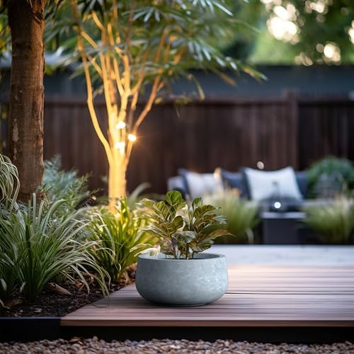 Kante Blue Gray Concrete Planter 16" Dia All-Weather Round Accent Pot - Image 5