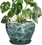 8 Inch Planter Indoor, Ceramic Plant Pots, Bubble Green by Thirtypot