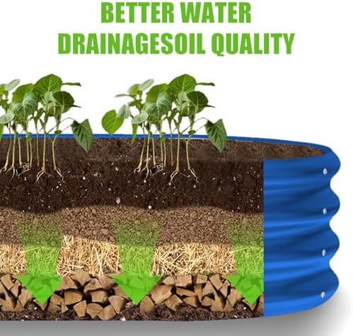 Land Guard 8×2×1ft Galvanized Raised Garden Bed Kit, 108 Gallon Capacity Raised Garden Boxes Outdoor, Oval Metal Raised Garden Beds for Vegetables, Blue(with 10 Connecting rods) - Image 5