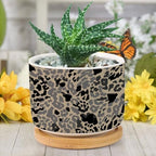 Leopard Black and Light Brown Dot Ceramic Planters African Tribal Animal Print Planters for Indoor Plants with Drainage Holes and Saucers Pot for Outdoor Garden Home Plant - Image 6