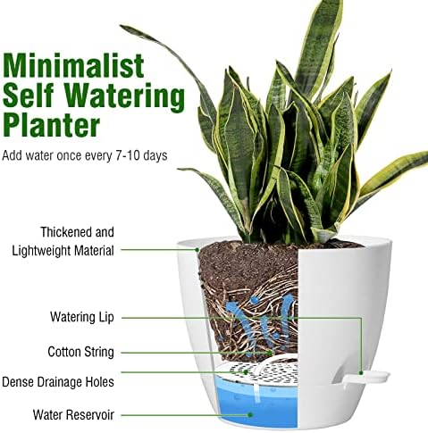 WSMKSZ 12/10/9 inch Large Self Watering Pots for Indoor Plants, Set of 3 - Image 5