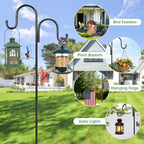 95 Inch Double Shepherds Hooks for Outdoor, Heavy Duty Bird Feeder Pole with 5 Prong Base for Hanging Lantern, Hummingbird Feeder, Lightweight Plant, Shepherd Hook for Bird Feeder for Outside, 2 Packs - Image 4