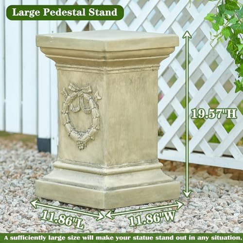 19.57" Tall Garden Pedestal Stand for Statues, MgO Weatherproof Plant Riser - Image 5