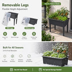 Self-Watering Raised Garden Bed Planter with Greenhouse Cover and Removable Legs, Elevated Plastic Planter Box for Outdoor Patio, Balcony, Indoor Herb Gardening (Dark Gery) - Image 5