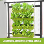 8 Pockets Vertical Garden, 4-Tier Wall Planter, Hanging Planter Stand, Wall Mounted Flower Beds for Vegetables, Floral (Light Green) - Image 4